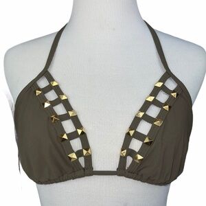 Red Carter Studded Triangle Bikini Top Green S